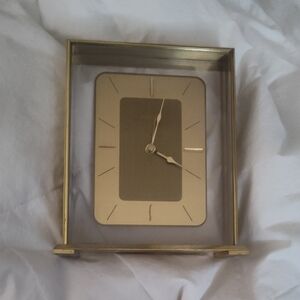 BULOVA Gold Rectangular Table Clock Wall Decor - WEST GERMANY